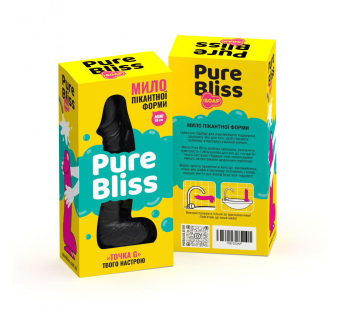 Мыло член Pure Bliss MINI на присоске, чёрное, 15 см