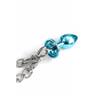 Набор Global Novelties NIXIE METAL BUTT PLUG & FURRY HANDCUFF SET, MEDIUM, BLUE METALLIC