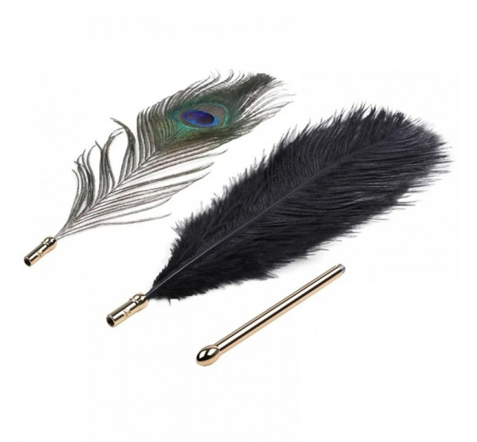 Набор из 2 перышек ,Natural Peacock Flirting Feather Tickler