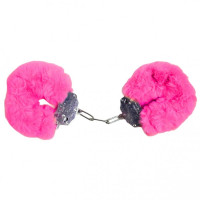 Наручники DS Fetish Plush handcuffs, метал з хутром, малинові