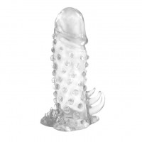 Насадка на член Baile Brave Man гелевая, рельефная, прозрачная, 12.5 х 4 см