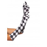 Перчатки Leg Avenue Harlequin сатиновые, черно-белые, One Size