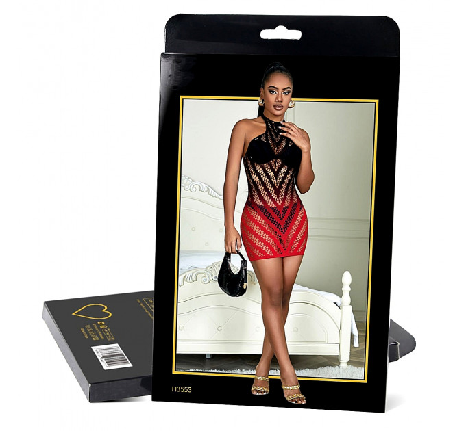 Платье чулок эластичное Star Night черное-красное XS-M