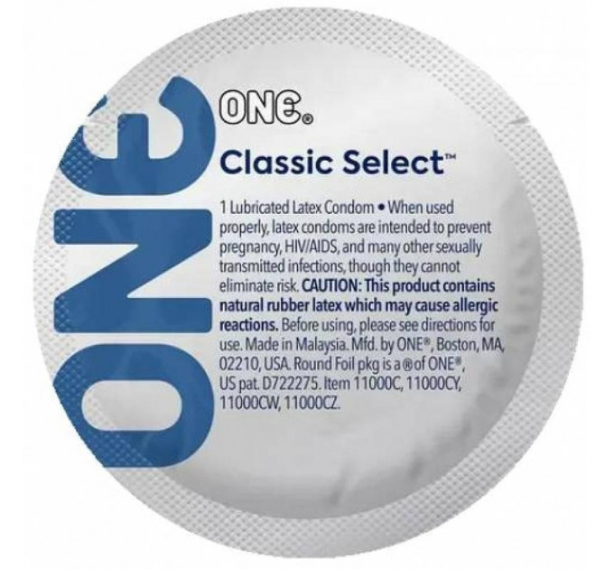 Презерватив классический One Classic Select латексный (цена за 1 шт.)