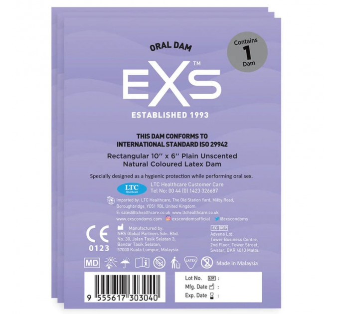 Серветка латексна Exs Oral Latex Dam для орального сексу