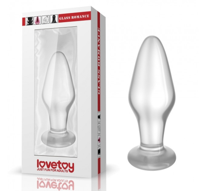 Стеклянная анальная пробка 4,3" Lovetoy Glass Romance Clear
