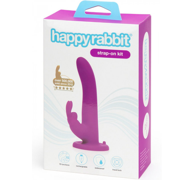 Страпон -кролик с вибрацией и трусиками Happy Rabbit Rechargeable Vibrating Strap-On Harness Set
