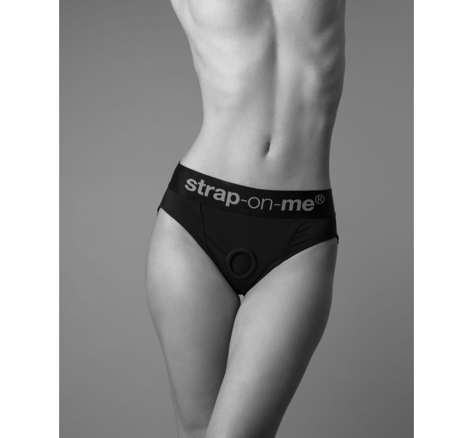 Трусики для страпона, XL, Strap-On-Me кольцевое крепление, с отрытыми ягодицами, черные