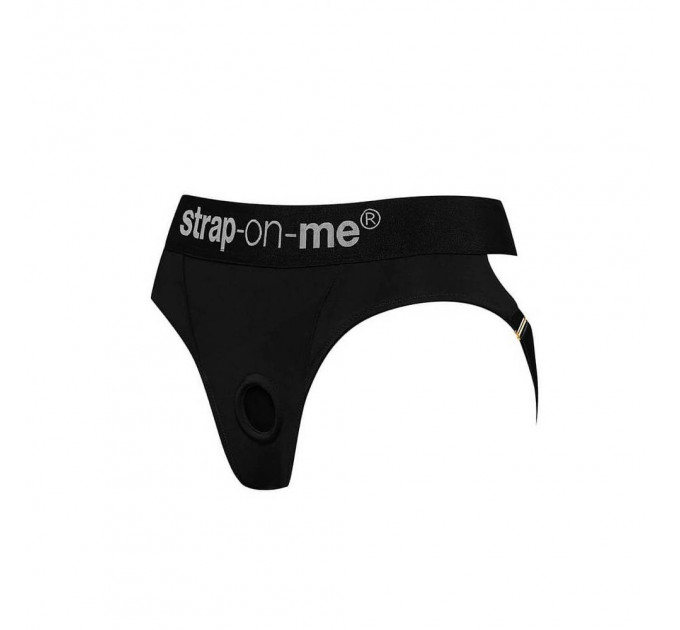 Трусики для страпона, XL, Strap-On-Me кольцевое крепление, с отрытыми ягодицами, черные