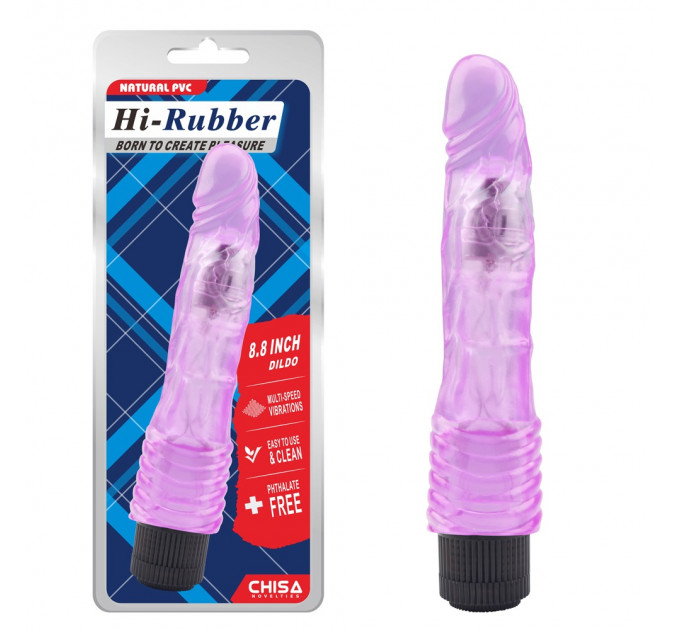 Вибромассажер реалистичный Chisa Hi-Rubber Jelly на батарейках, фиолетовый