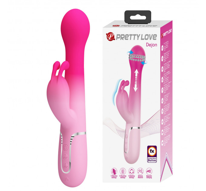 Вібратор-кролик 3 в 1 PRETTY LOVE Dejon вібро, ротація та фрикції, рожевий