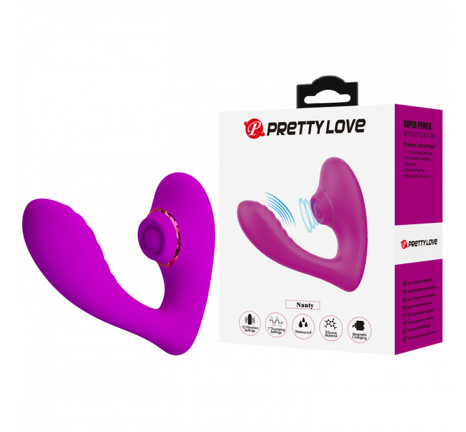 Вибратор с клиторальной пульсацией Pretty Love Nauty, фиолетовый, 14 х 10.9 см