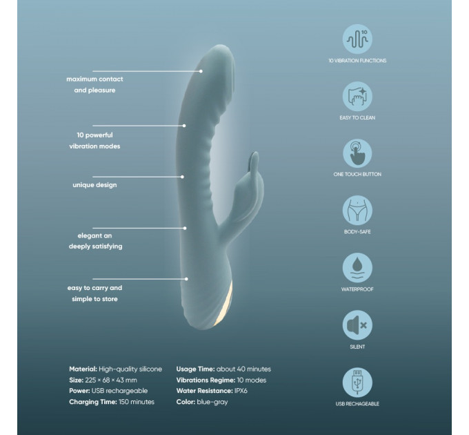 Вибратор с рифмингом для точки G и клиторальным отростком Sweet Em Velvet Lure. зеленый