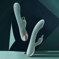 Вібратор з римінгом для точки G та кліторальним відростком Sweet Em Velvet Lure. зелений