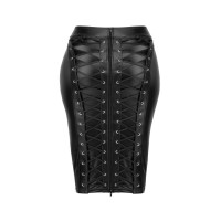 Спідниця зі штучної шкіри Noir Handmade F273 з блискавкою, чорна, 4XL