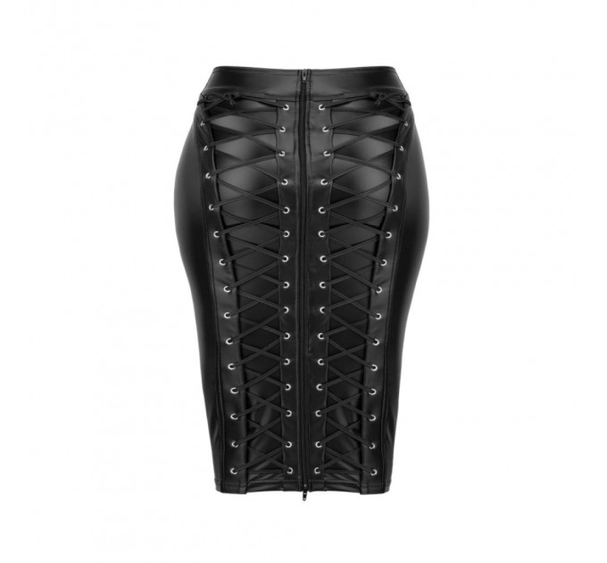 Юбка из искусственной кожи Noir Handmade F273 с молнией, черная, 4XL