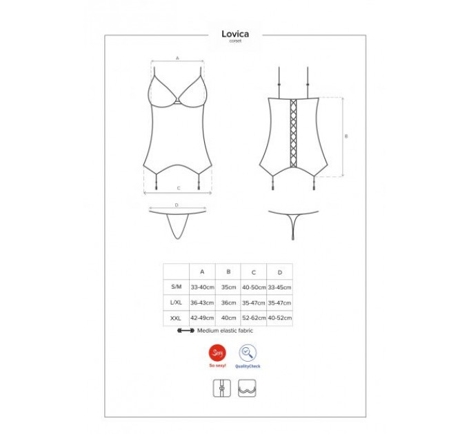 Корсет с подвязками для чулок Obsessive Lovica corset XXL