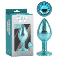 Анальна пробка блакитна поталь CHISA MATRIX MONT з блакитним каменем, розмір M
