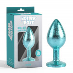 Анальна пробка блакитна поталь CHISA MATRIX MONT з блакитним каменем, розмір M