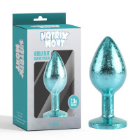 Анальная пробка голубая поталь CHISA MATRIX MONT с голубым камнем, размер M