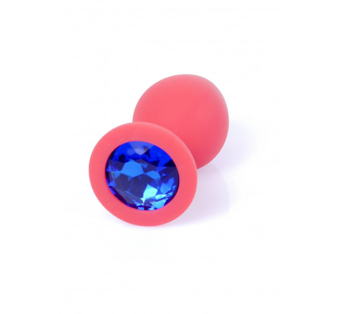 Анальная пробка с камнем Plug-Jewellery Red Silicon PLUG Medium- Blue Diamond размер М