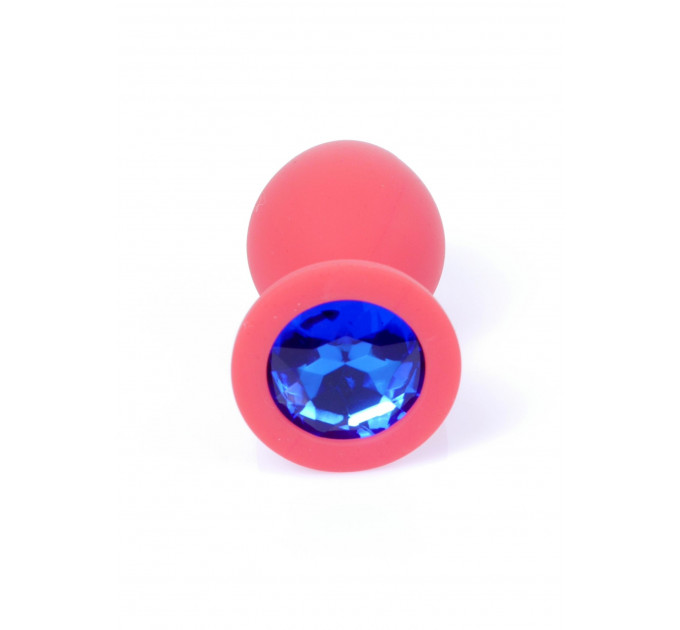 Анальная пробка с камнем Plug-Jewellery Red Silicon PLUG Medium- Blue Diamond размер М