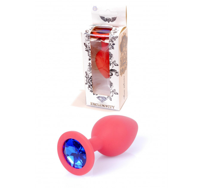 Анальная пробка с камнем Plug-Jewellery Red Silicon PLUG Medium- Blue Diamond размер М