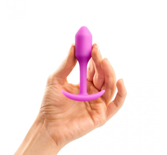 Анальная пробка со смещенным центром тяжести, S, B-vibe Snug Plug 1 розовая, 8.6 х 2.2 см