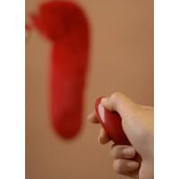 Анальна вібропробка з ротацією і пультом UPKO з червоним натуральним лисячим хвостом, червона