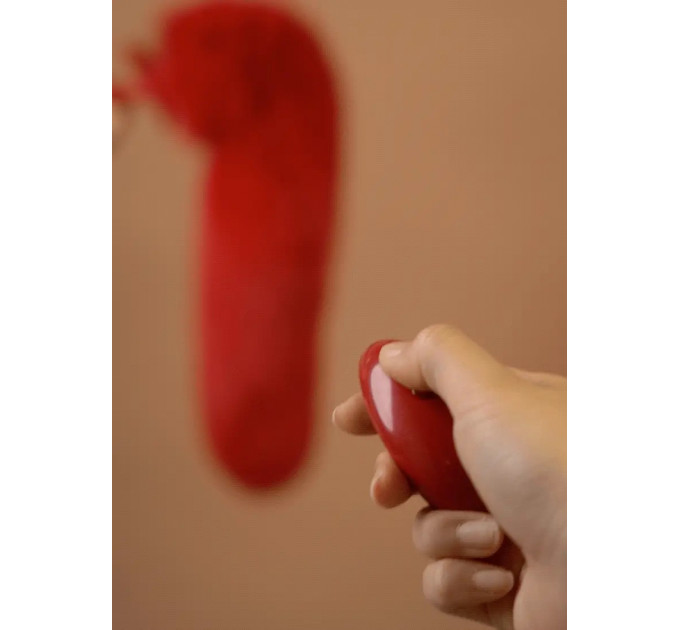 Анальная вибропробка с ротацией UPKO с натуральным лисьим хвостом и пультом, красный