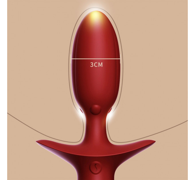 Анальная вибропробка с ротацией UPKO с натуральным лисьим хвостом и пультом, красный