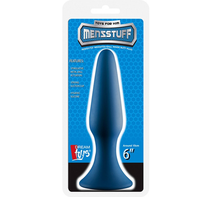 Анальная пробка Dream Toys MENZSTUFF со стопером, синяя