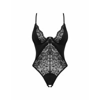 Боди кружевной с открытым доступом Obsessive Bellastia черный, XS/S