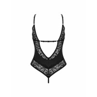 Боди кружевной с открытым доступом Obsessive Bellastia черный, XS/S