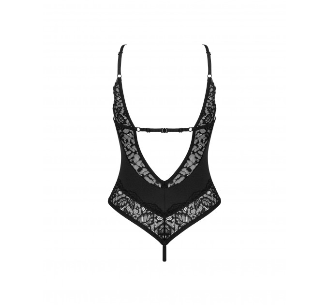 Боди кружевной с открытым доступом Obsessive Bellastia черный, XS/S