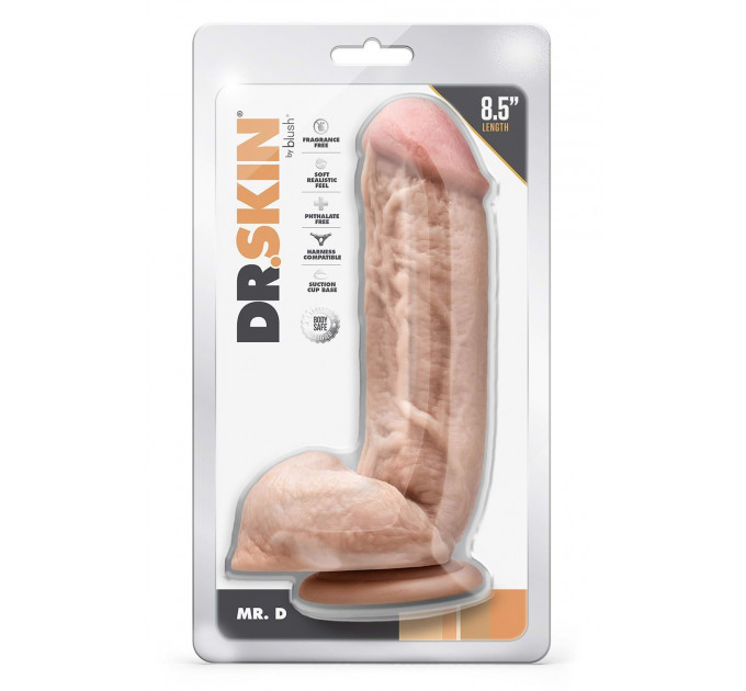 Фаллоимитатор реалистичный на присоске Mr. D Blush, бежевый, 22 х 5 см