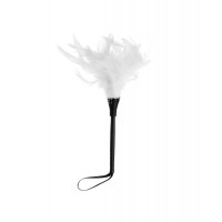 Тиклер DS Fetish с белыми перьями на черной ручке