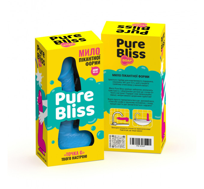 Мыло член на присоске Pure Bliss MINI голубое, 15 см