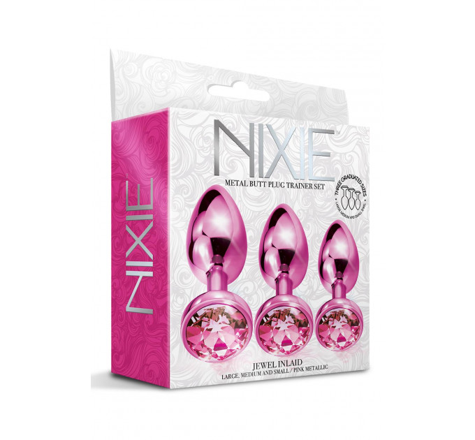 Набор анальных пробок Global Novelties NIXIE METAL BUTT PLUG TRAINER SET, PINK METALLIC