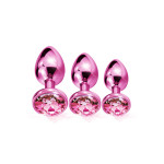 Набор анальных пробок Global Novelties NIXIE METAL BUTT PLUG TRAINER SET, PINK METALLIC