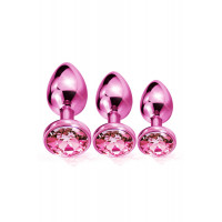 Набор анальных пробок Global Novelties NIXIE METAL BUTT PLUG TRAINER SET, PINK METALLIC