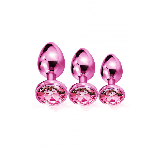 Набор анальных пробок Global Novelties NIXIE METAL BUTT PLUG TRAINER SET, PINK METALLIC