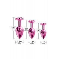 Набор анальных пробок Global Novelties NIXIE METAL BUTT PLUG TRAINER SET, PINK METALLIC