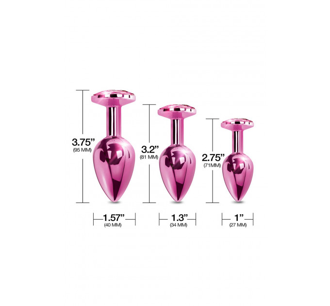 Набор анальных пробок Global Novelties NIXIE METAL BUTT PLUG TRAINER SET, PINK METALLIC