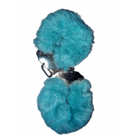 Наручники DS Fetish Plush handcuffs, металл с мехом, голубой
