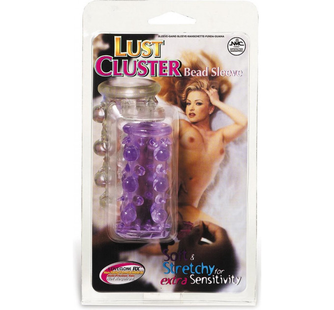 Насадка на пенис рельефная NMC Lust Cluster с открытой головкой, фиолетовая