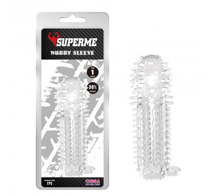 Насадка на член с усиками Chisa SuperMe Nubby Sleeve, прозрачная