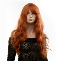 Парик длинный волнистый с челкой Fetish Hair рыжий, 60 см