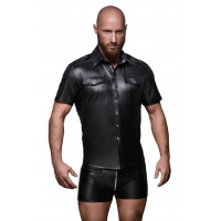 Рубашка мужская на заклепках Noir Handmade H011 виниловая черная, S