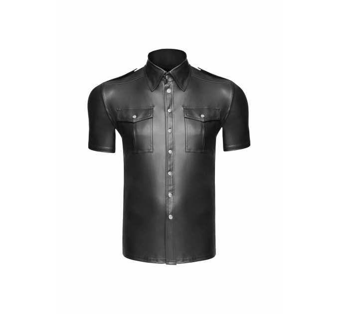 Рубашка мужская на заклепках Noir Handmade H011 виниловая черная, S